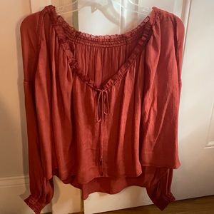 Free people off the shoulder burnt red blouse